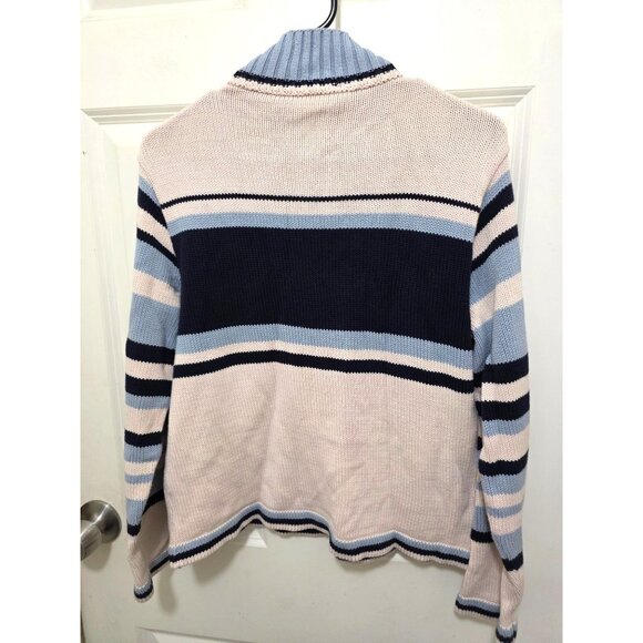 Vintage Cotton County Star Knit Sweater With Striped Pattern Turtleneck Design W - Picture 3 of 8